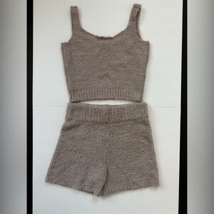 SKIMS Taupe V-Neck Sweater Set